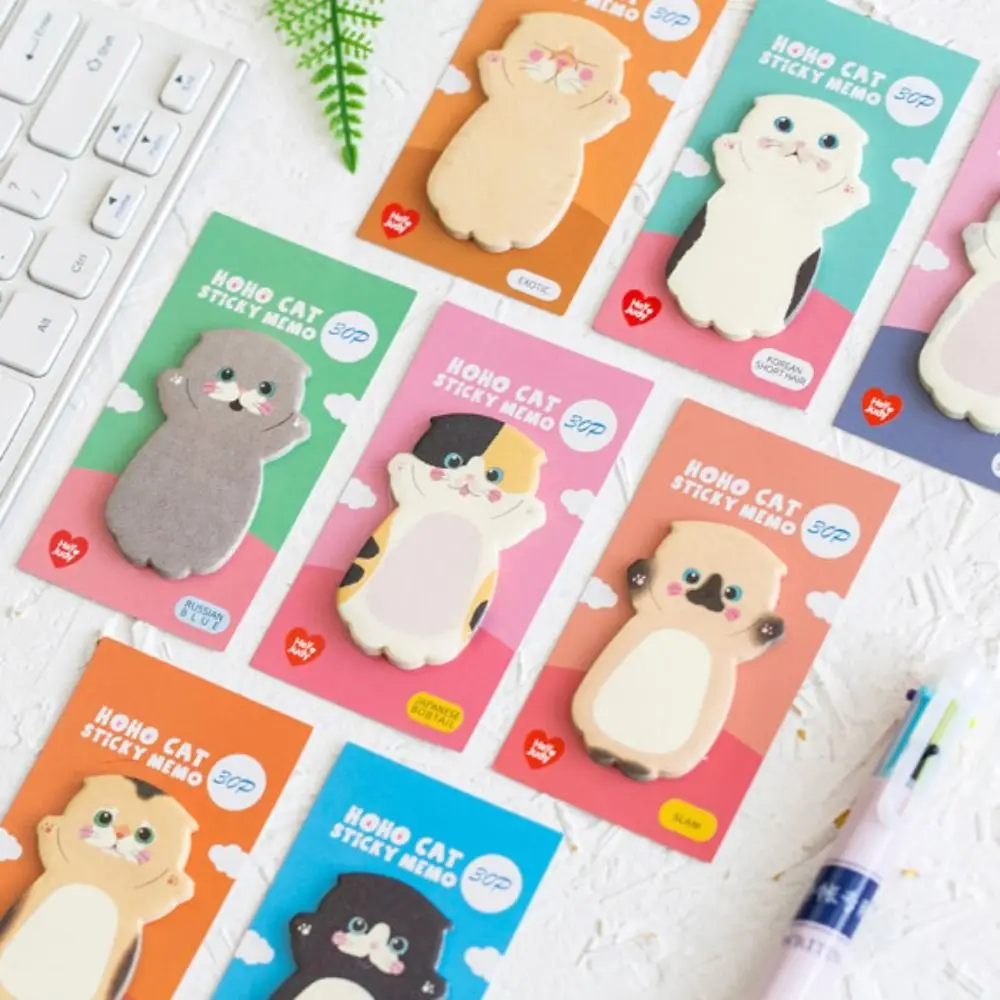 Kitty Meow Animal Memo Pad Creative Cartoon Posted Tuxedo Cat Sticky Note Siamese Cat Reminder Note Calico Cat Message Paper