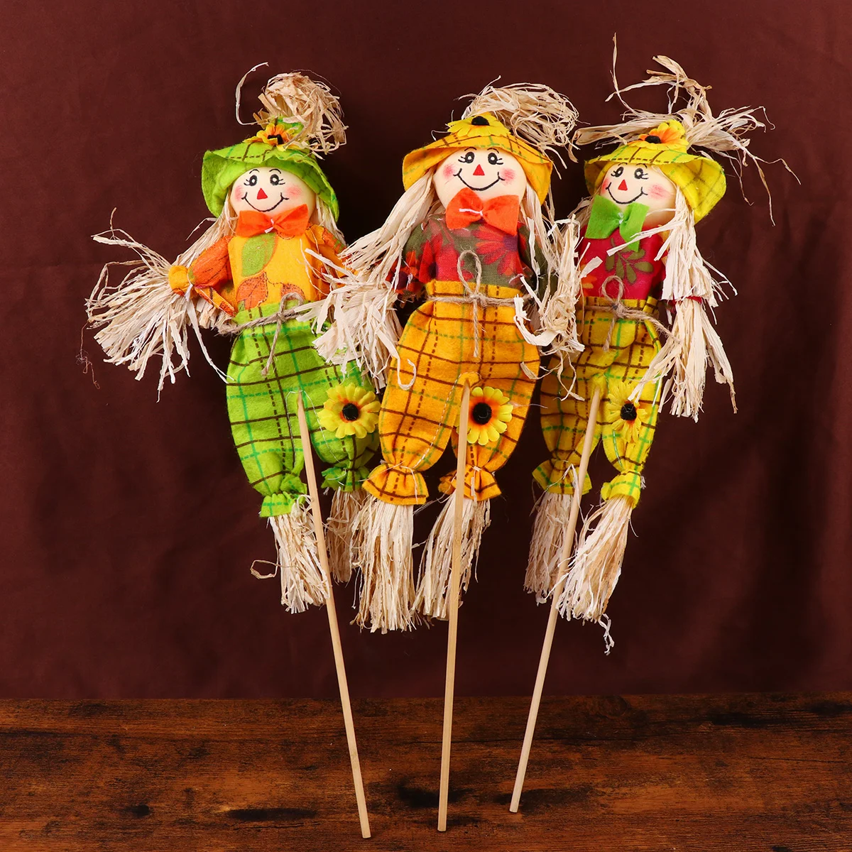 

3 Pcs Fall Decor Classroom Layout Decoration Supplies Straw Ornaments Decorate Toy Halloween Scarecrow