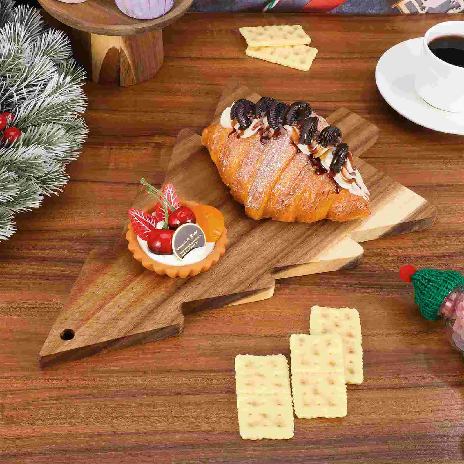 Tabla de cortar árbol de Navidad restaurante comida plato de cena Panel de Sushi comida bandeja de pan decoración creativa postre bebé de madera