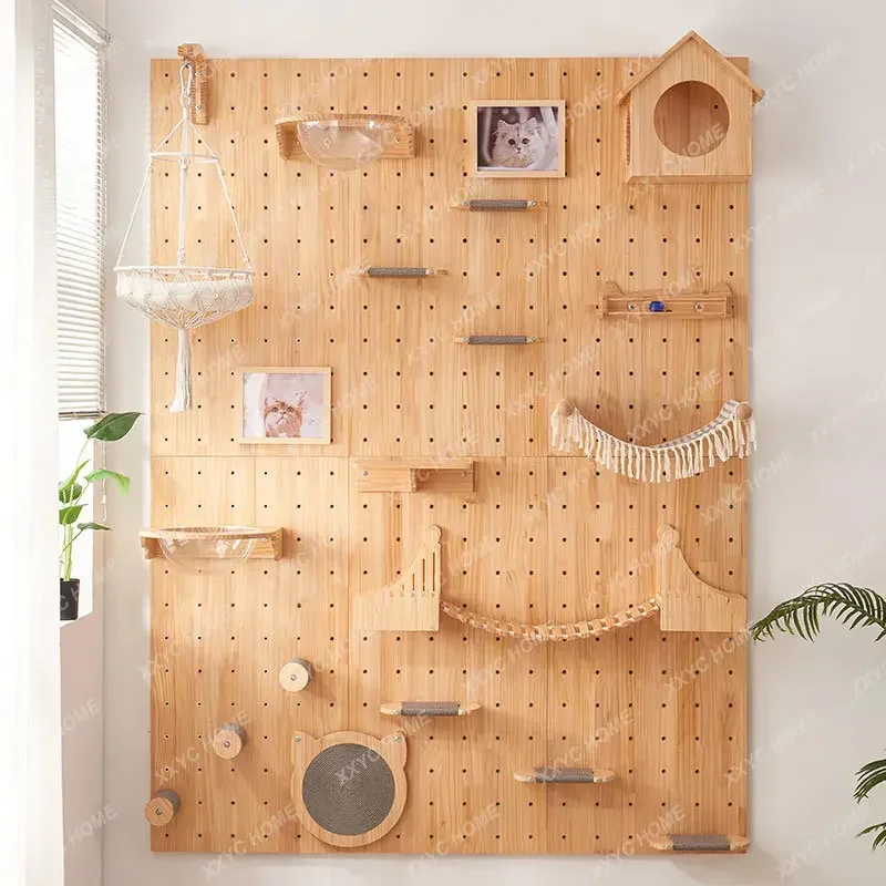 Cat Climbing Frame  Scratch Trees Wire-Wrap Board Cat Wall  Wood  Ladder Jumping Platform Space Capsule Cat Nest  Rack