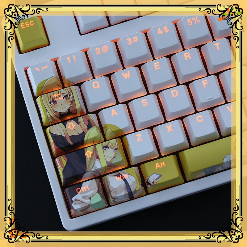 108 Keys/Set Kitagawa Marin Anime Custom PBT Dye Sublimation DIY Keycaps for Mechanical Keyboard Translucent for MX Switches