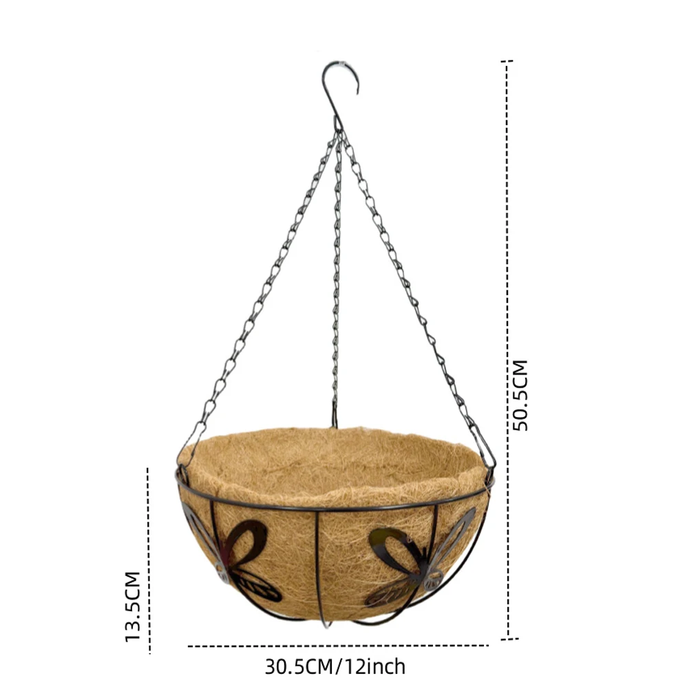 Hanging Basket for Plants 2 Pack Featuring Metal Construction and for coco Fiber for liner for Functional and Sustainable Use