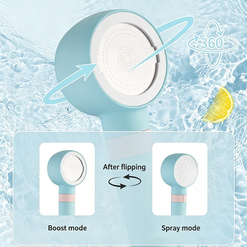Dual-Face Flip Shower Head High Pressure & Soft Mist 2-in-1 Filtered Skin Care Shower Nozzle
