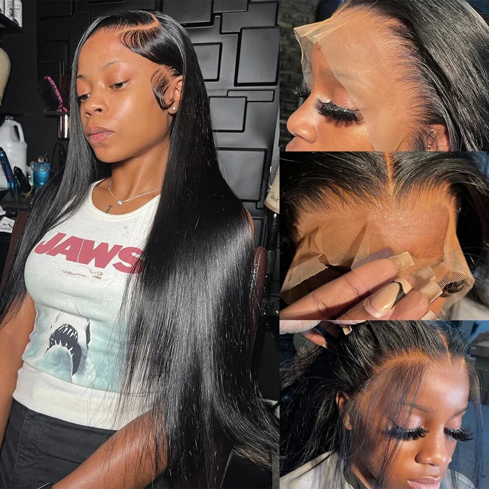 360 парики на сетке спереди 13x6 HD парики на сетке 13x4 HD прозрачные прямые бразильские парики на сетке 4x4 HD Remy из человеческих волос для черных женщин