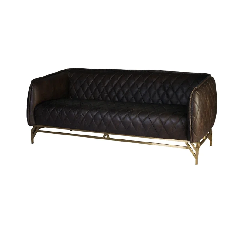 Modern light luxury medieval living room cowhide sofa chairs are lined up