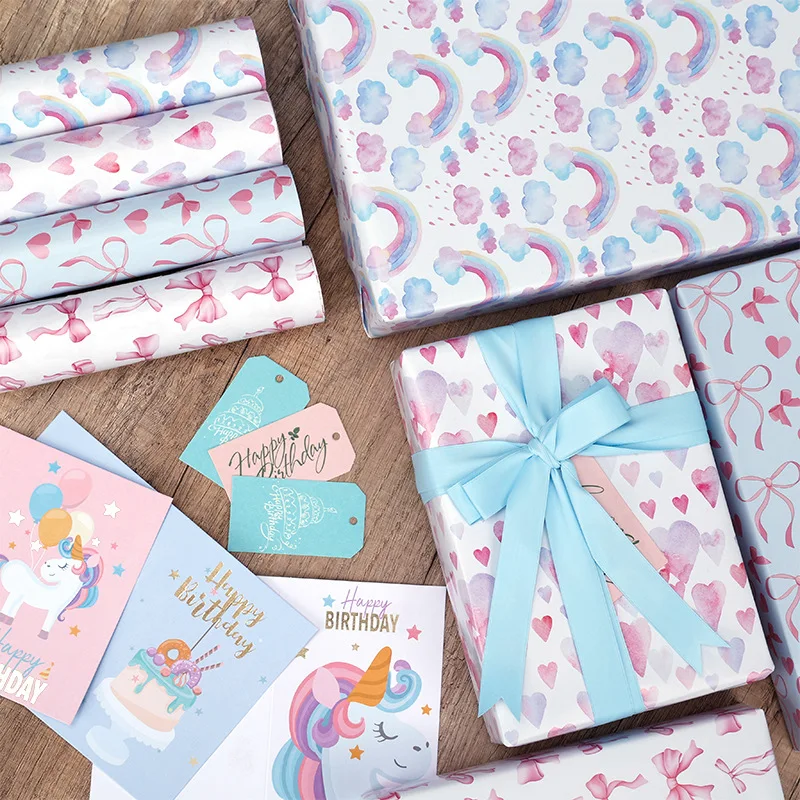 1 Piece Pink Bow Wrapping Paper, Party Holiday | Valentine's Day Gift, Wedding, Gift Wrapping Paper, Tissue Paper, Flower Paper