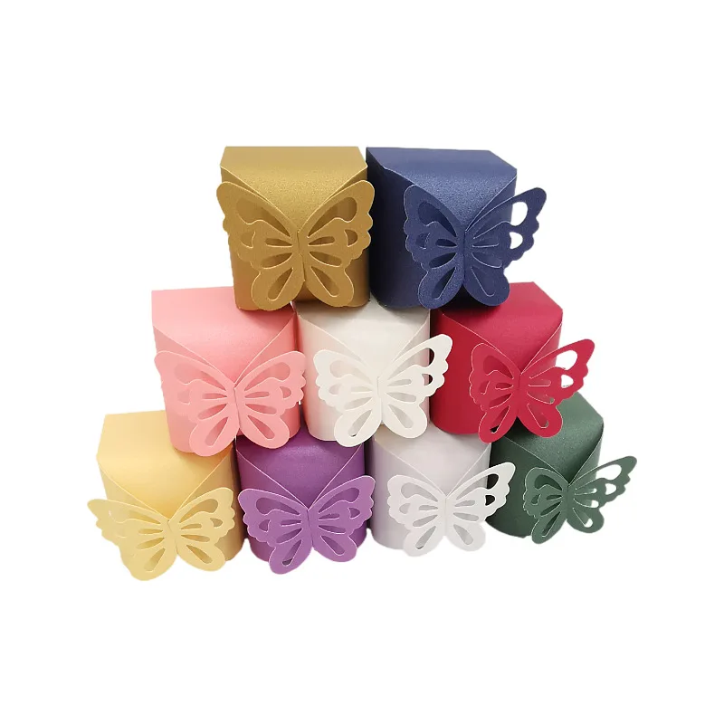 10pcs Butterfly Wedding Candy Box Gift Box White Gold Green Beige Pink Red Purple Navy Blue favor favour Boxes birthday party