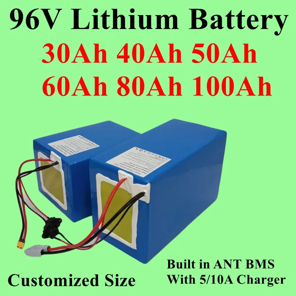 26S 21700 Cells 96V30Ah-100Ah Li Ion battery Ant Bluetooth BMS pour moteur robot scooter moto 5000W AGV hybrid vehicles+ charger