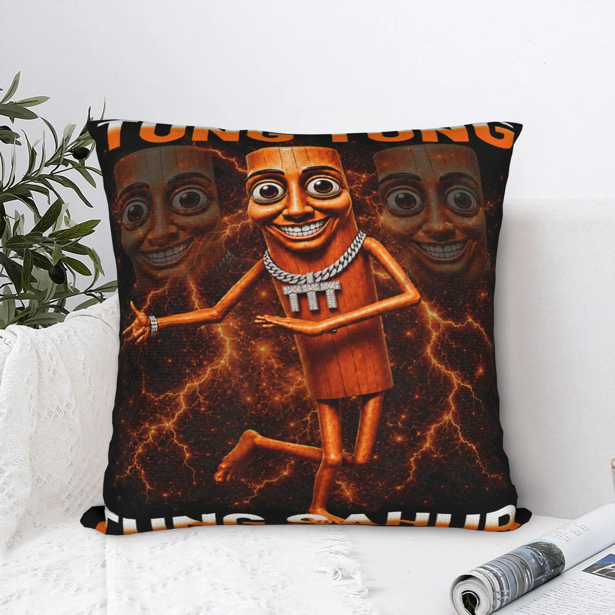 Tung Tung Tung Sahur is Calling Funny Viral Dance Meme Pillow Cover  Fashion Pillow Case For Living Room Chair Soft Pillowcases