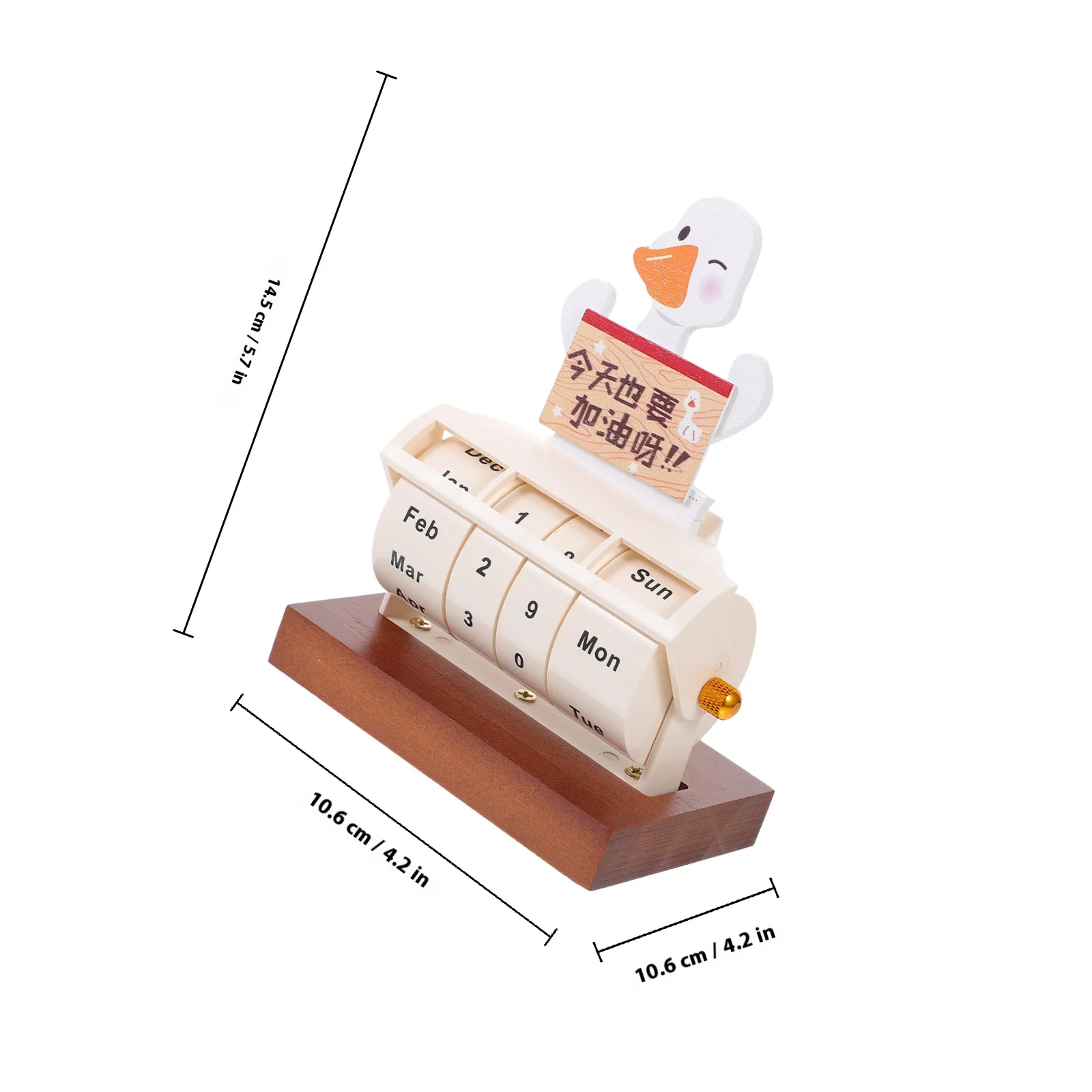 1pc Wooden Perpetual Calendar 2024 Mini Duck Desktop Countdown Reminder Rotating Date Tracker Tabletop Office Supply Decorative