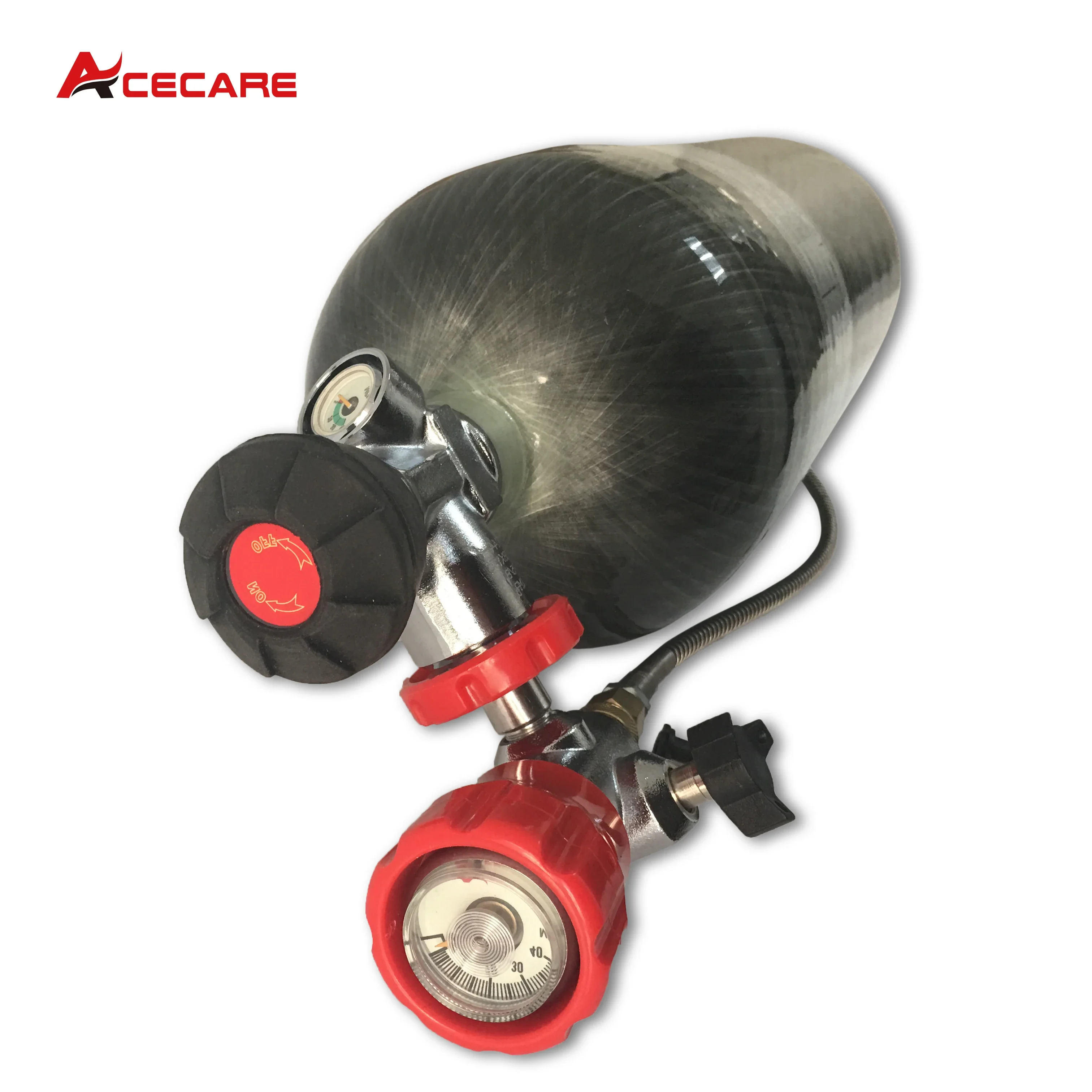 Acecare-バルブとフィラーステーションバルブ付きカーボンファイバーシリンダー,高圧スキューバダイビング,300bar,4500psi, 6.8l