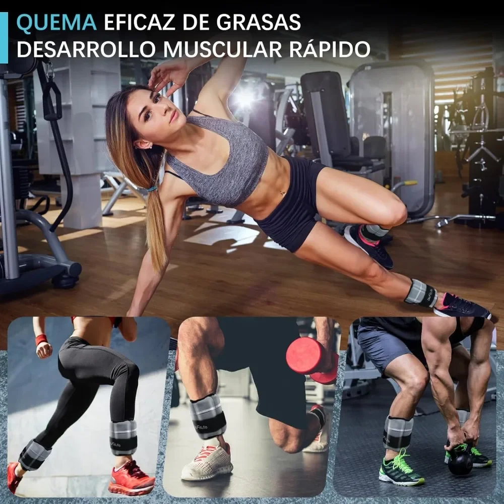 DH FitLife Juego de 2 pesas para tobillo، con pesos ajustables para piernas y brazos، 2 variciones، 2,5 كجم y 4,5 كجم، pesas para