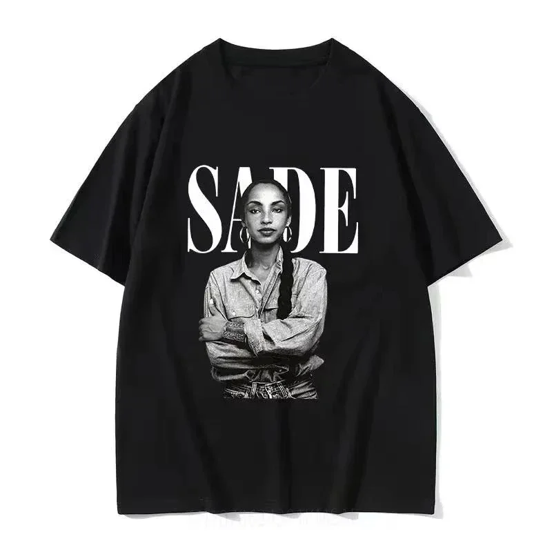 90s Singer S-Sade Print Graphic T Shirt Men Women Summer Hip Hop Vintage 100% Cotton T-shirts Oversized Streetwear Y2K T-shirt