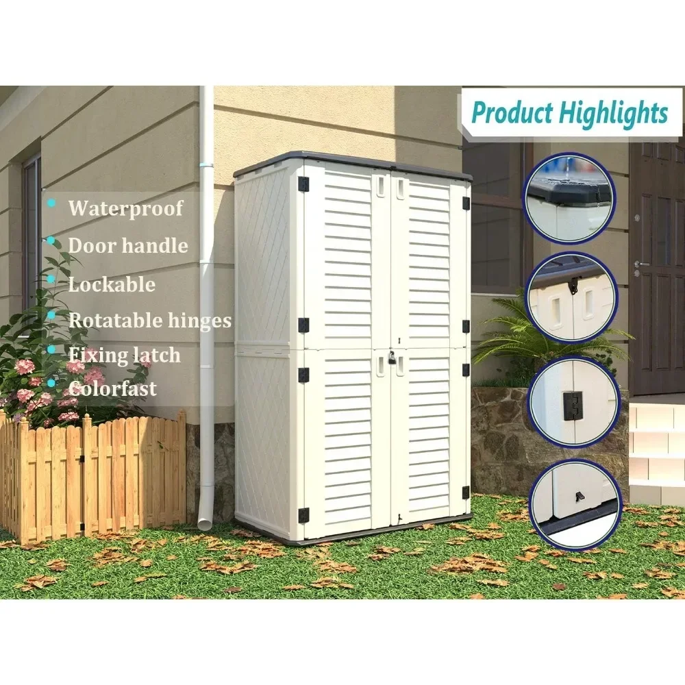 Storage Shed Weather Resistance, Multi-Purpose Outdoor Storage Cabinet Waterproof, Outdoor Storage Cabinet for Garbage Cans