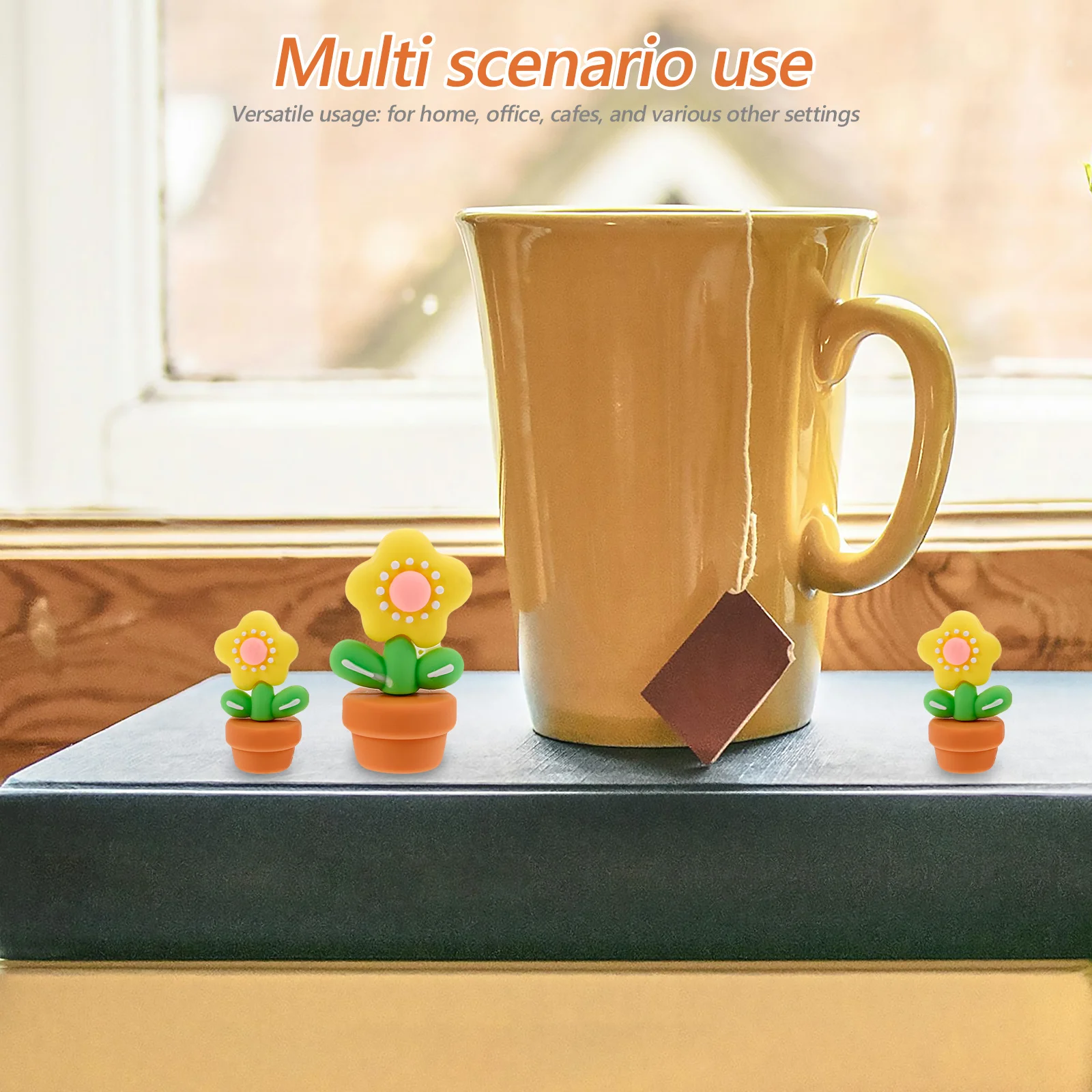 

20Pcs Miniature Potted Plant Fake Flower Pots Beige Signboards Cute Cartoon Scene Garden Accessories for Home Office Cafe Decor