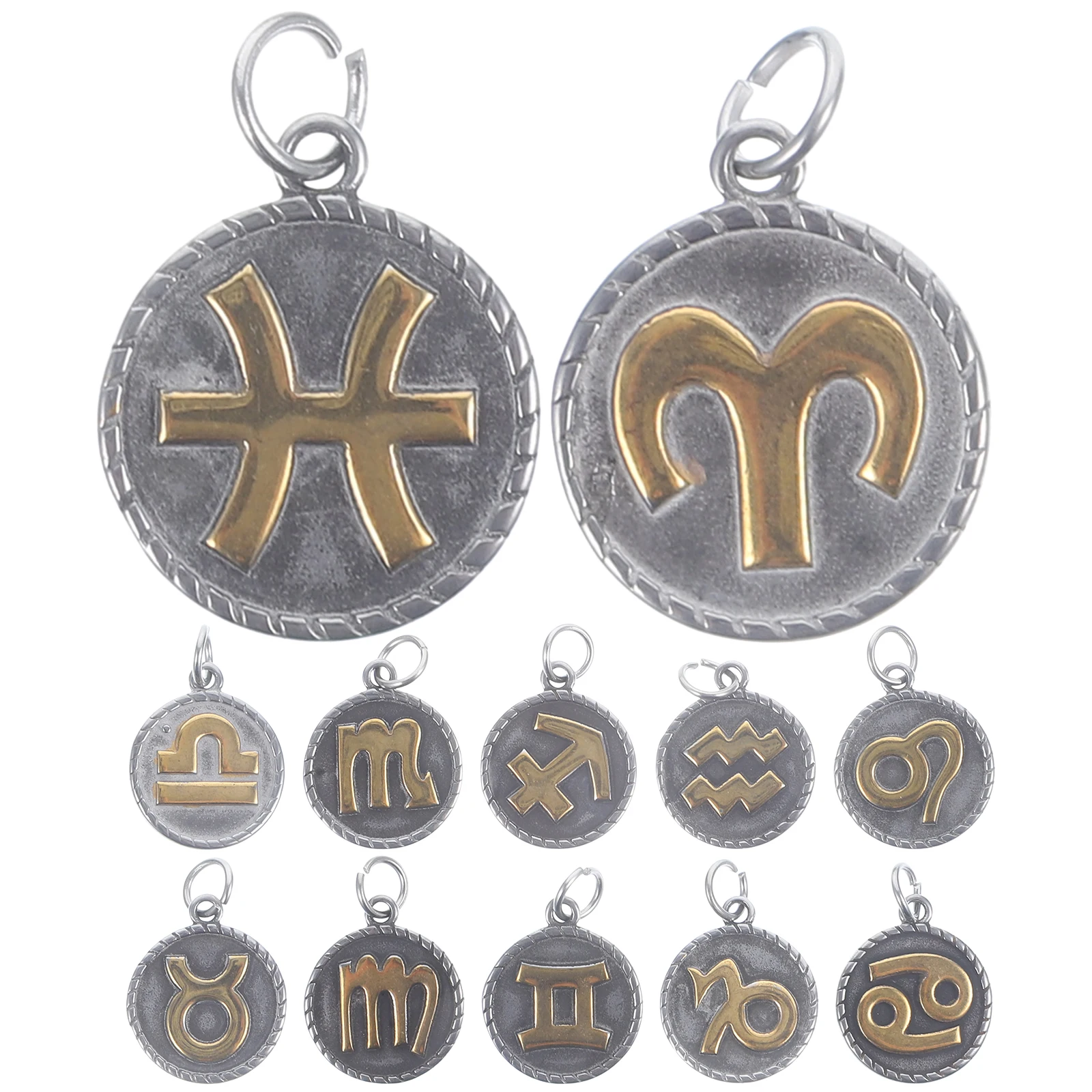 

12 шт., ожерелье с подвеской в виде зодиака, подвески, сделай сам, ремесленный браслет, декоративный брелок из нержавеющей стали, подвески в виде созвездия, ювелирные изделия