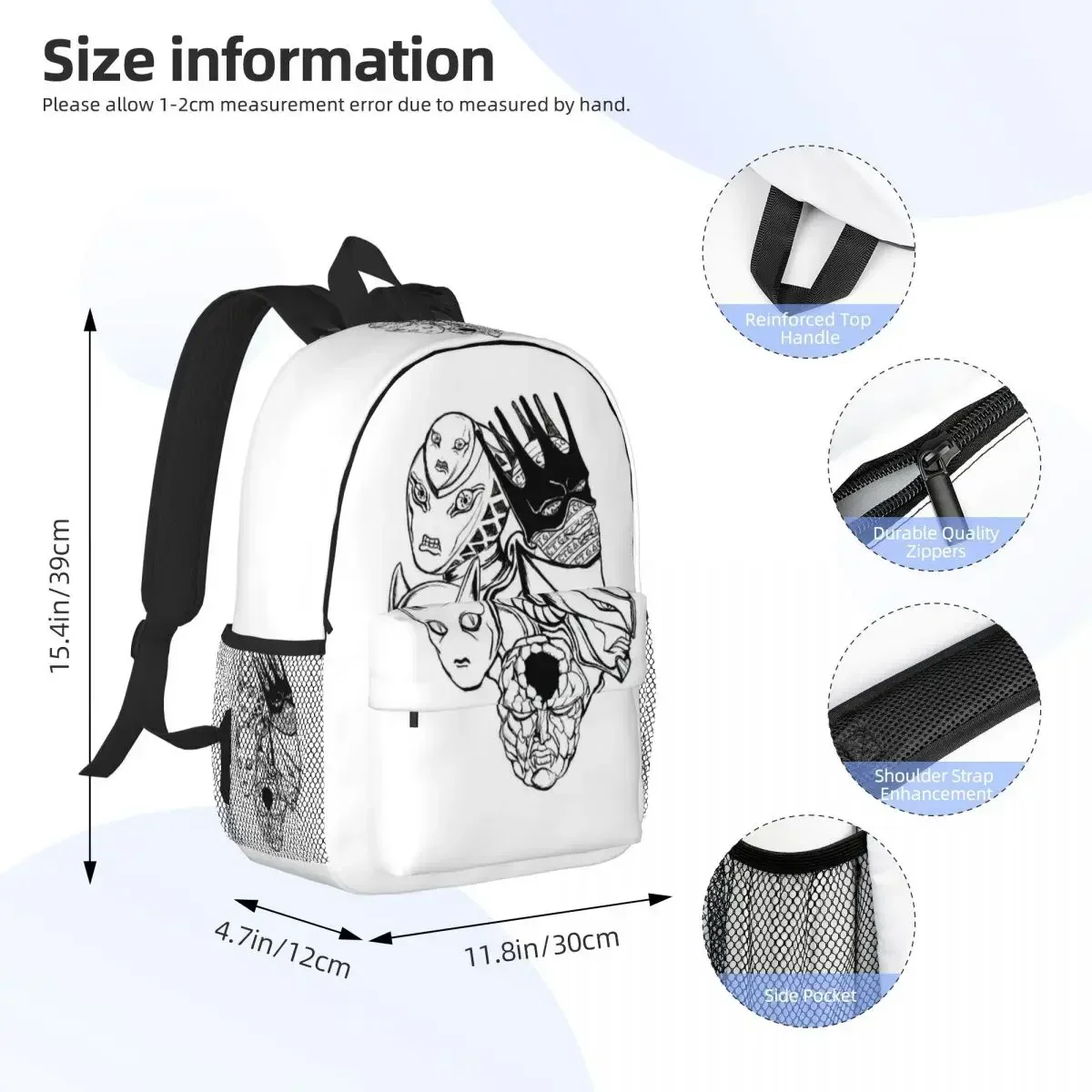 Jojo Bizarre Adventure Villains Backpack Student Boys Girls BookBag Children School Bag Laptop Shoulder Bags for Men Women
