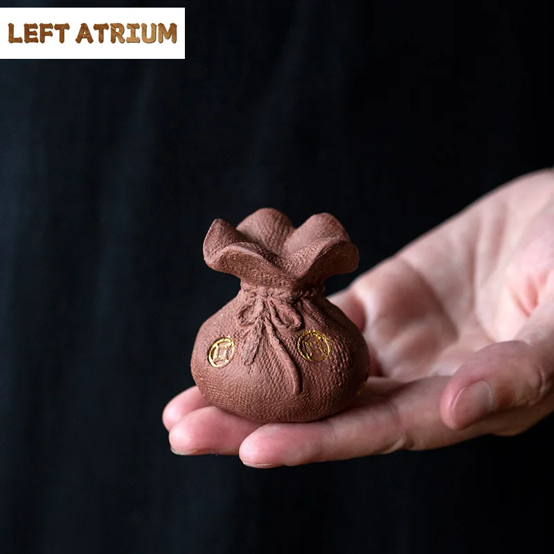 

Chinese Creative Purple Clay Handmade Lucky Bag Incense Holder Zen Garden Incense Burners Aromatherapy Censer Indoor Decoration