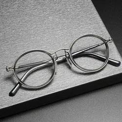Acetate Titanium Eyeglasses Frame Men Round Myopia Prescription Glasses Women Retro Optical Luxury Brand Glasses Frame Eyewear