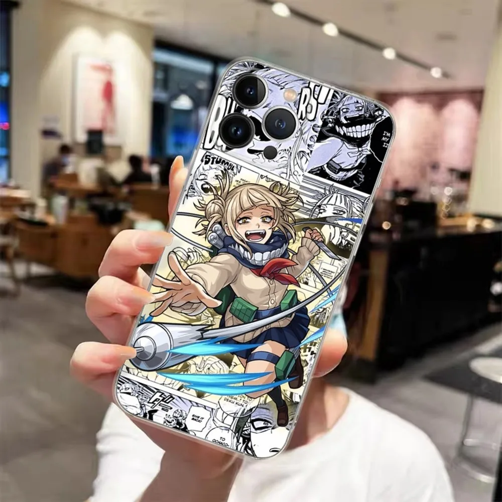 Anime MHA H-Himiko T-Toga Transparent Phone Case For iPhone 15 14 13 12 11 Pro Xs Max Mini XR X 7 8 Plus Transparency Funda