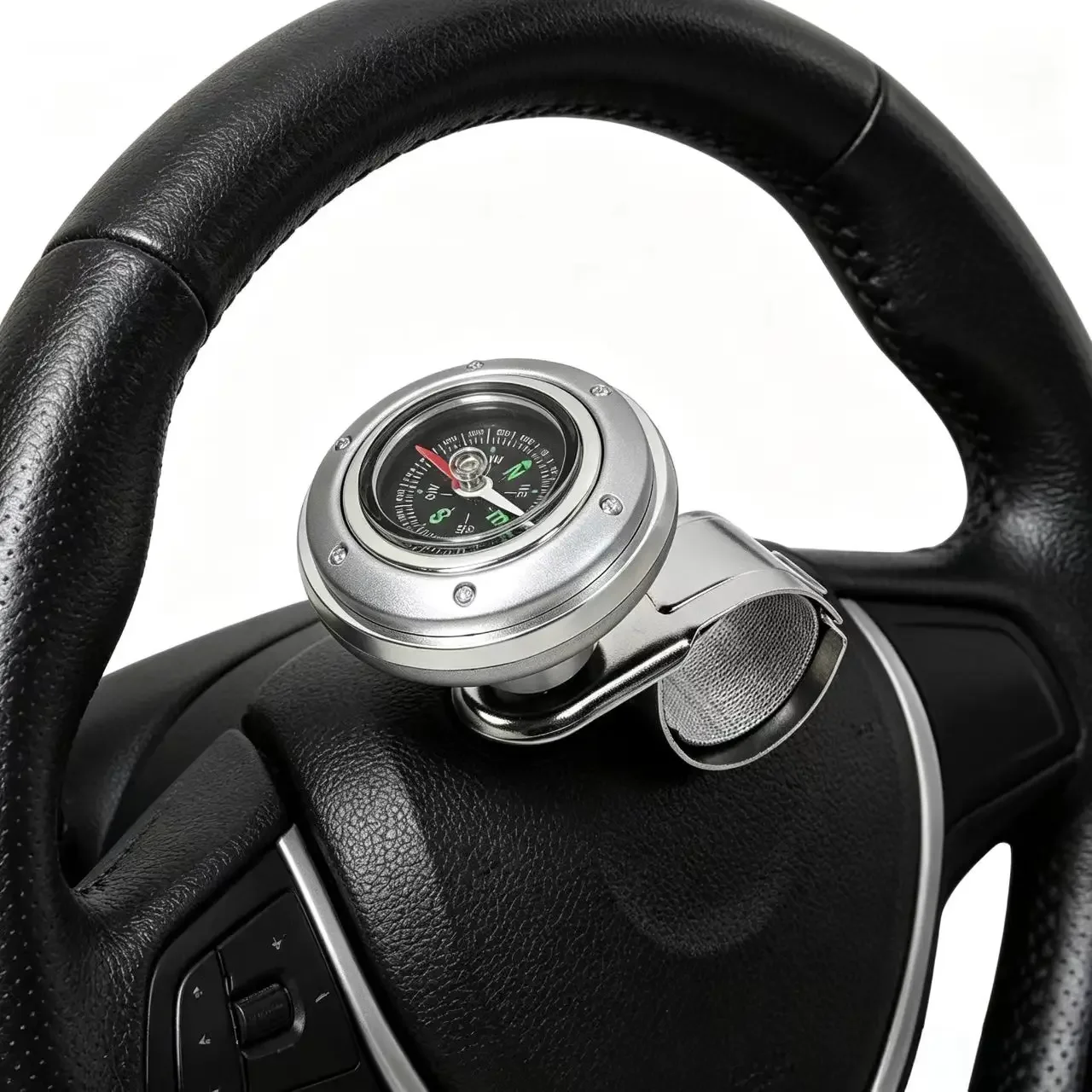 360° Rotate Steering Spinner Knob Built-in Compass Labor Saving Single Hand Drive Universal Car Interior Auxiliary Accessories