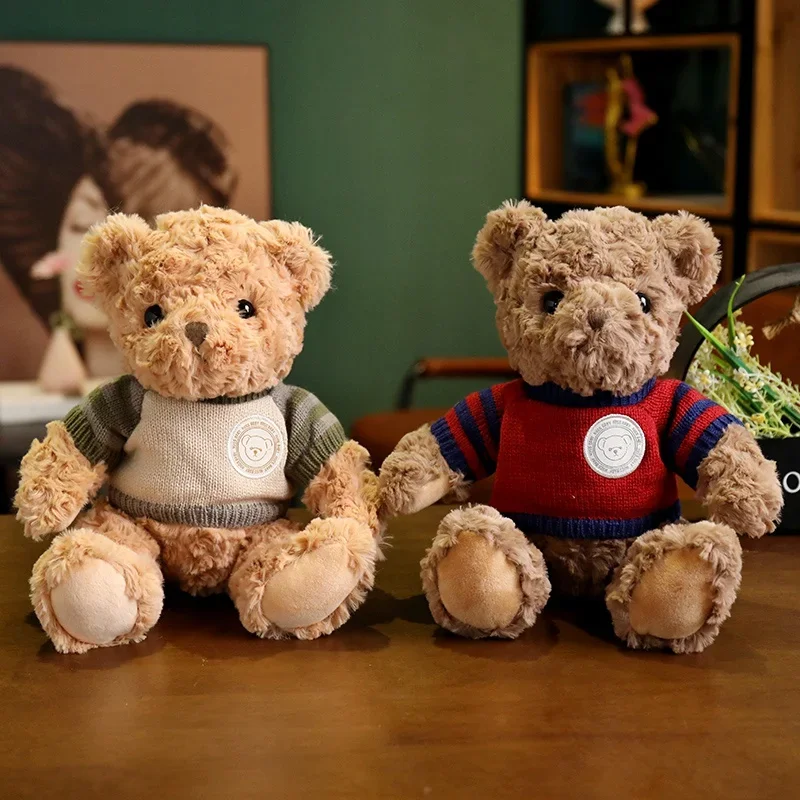 Suéter de alta calidad, oso de peluche, juguetes hechos a mano, esponjoso, encantador, niños, muñeco de oso tranquilizante, compañero suave, bonito regalo de cumpleaños