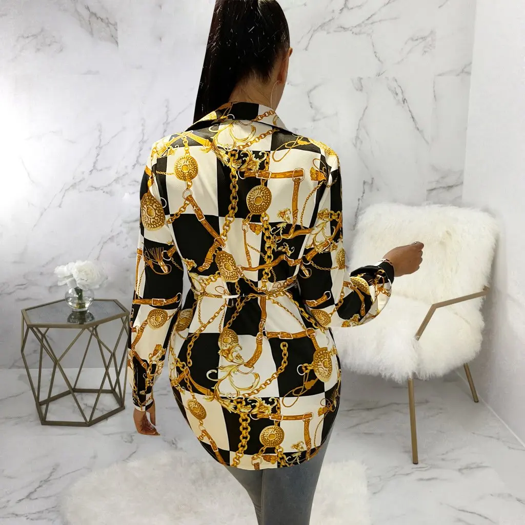 เดรสเชิ้ตพิมพ์ลายดิจิทัลหลากสีสำหรับผู้หญิง สไตล์ลำลองแฟชั่นสบายๆ รุ่น SMR10910 สไตล์ยุโรปอเมริกัน