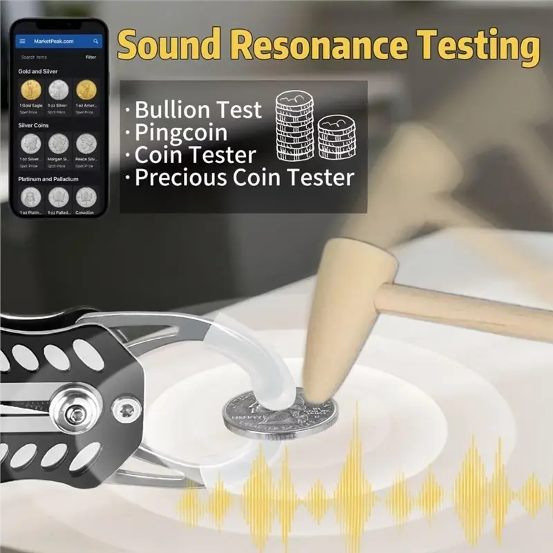 B50C コインテスターキット、ポケットピンガー、金と銀の音響共鳴＆サイズチェッカー検証ツール（コレクター向け）
