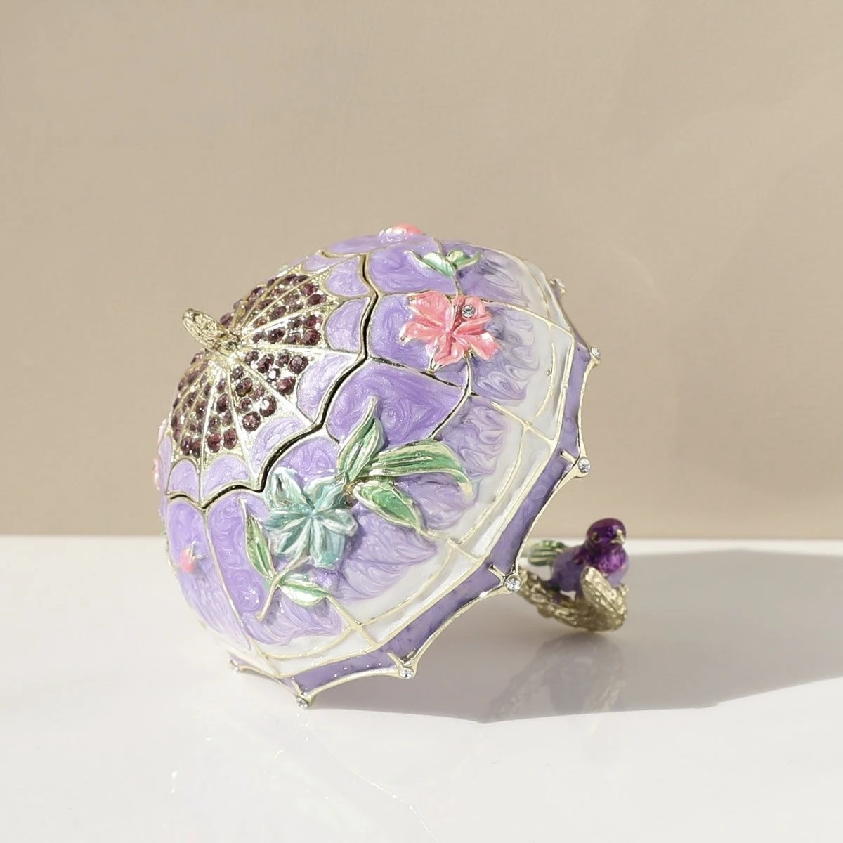 Cloisonné Enamel Classical Umbrella Jewelry Box Vintage Rings Storage Boxes Home Decor Ornaments Festival Birthday Gifts