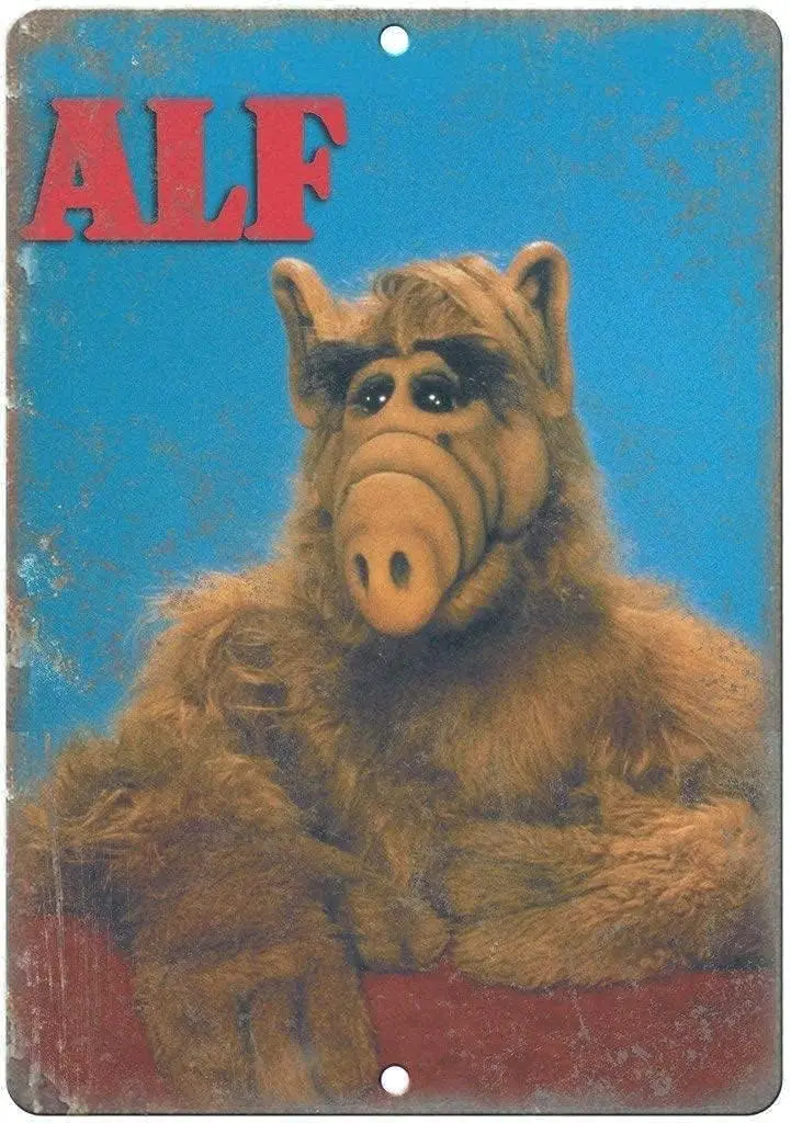 Retro Metal Tin Sign Vintage Alf Extraterrestrial 80s Kid Tv Show Sign for Home Coffee Wall Decor 8x12 Inch