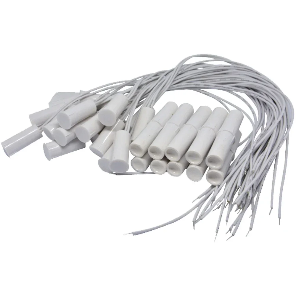 20Pcs Embedded Slim Magnetic Sensor Limited Gap Detector White Color Plastic Door Open Alarm Normally Close with Cable