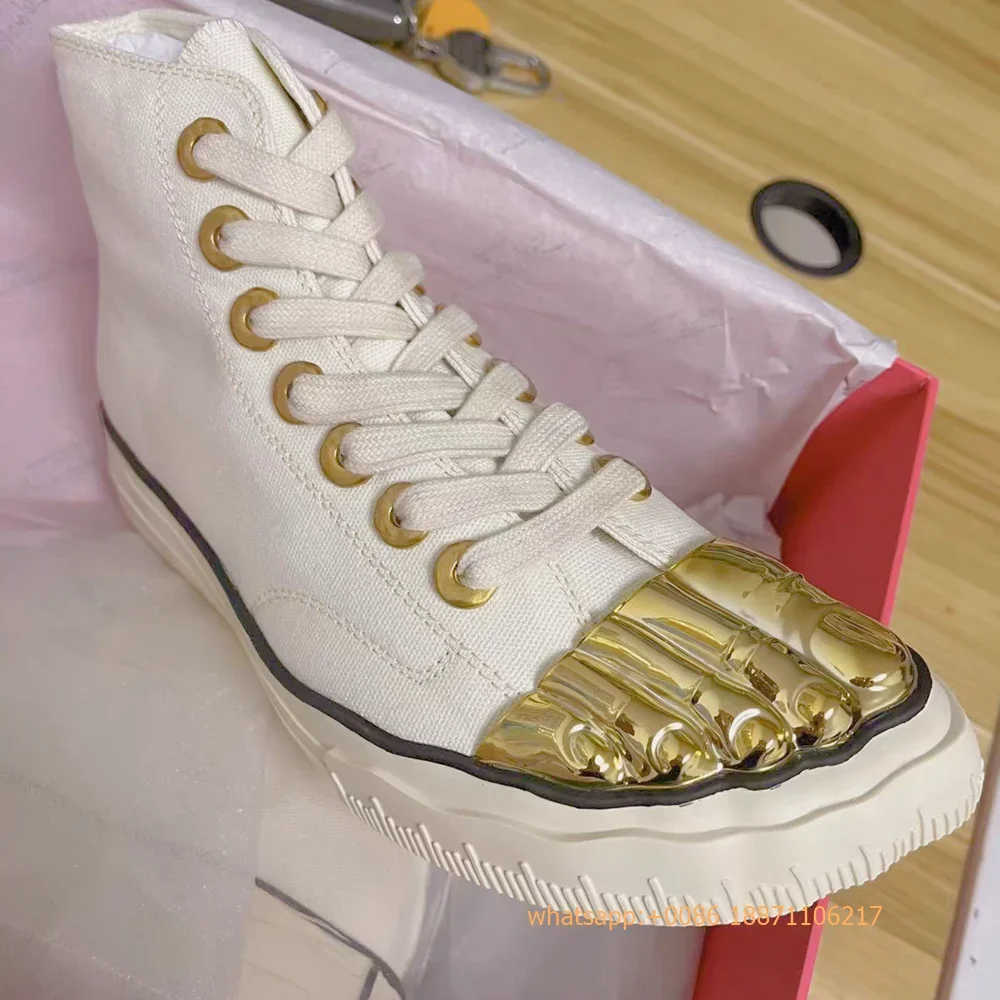 Golden Five Fingers Catwalk Ladies Shoes 2024 Summer New Sexy Street Thick Sole Sports Casual Pumps Model Party Lace Up Sneakers
