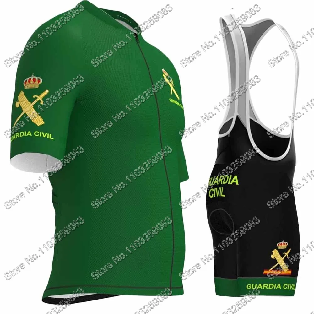 Green Civil Guard 2024 Cycling Jersey Men Set Cycling Clothing shirt Road Bike Suit Bicycle Bib Shorts MTB Maillot Ciclismo