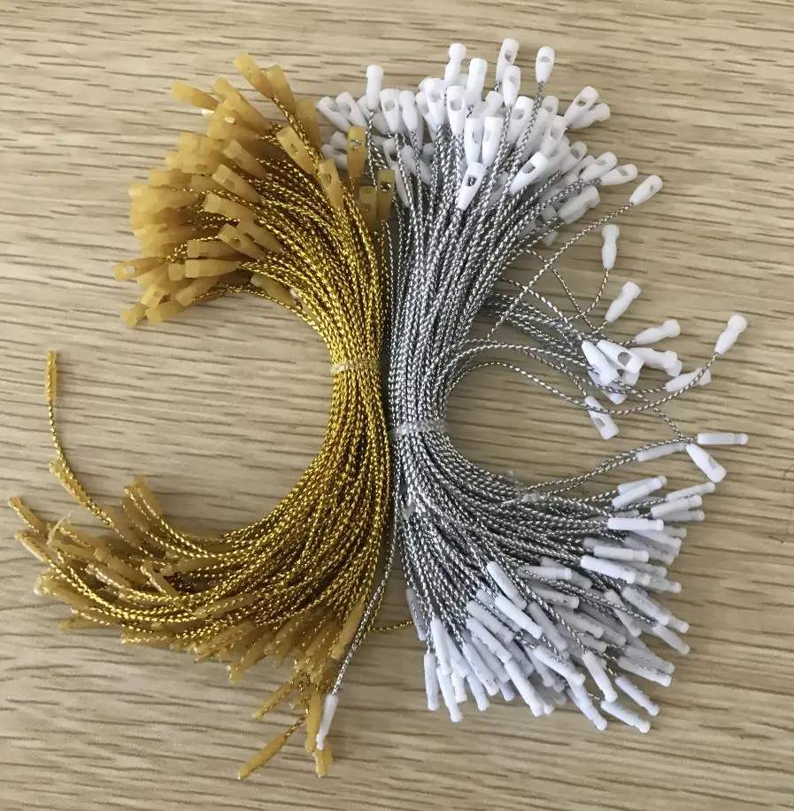 10cm new in stock Good quality Gold silver plug Loop lock hang tag string in apparel cord for garment seal bullet head