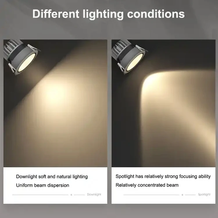 Ushine Good Price Anti Glare Commercial Down Light Aluminum Ceiling Recessed COB LED Downlight