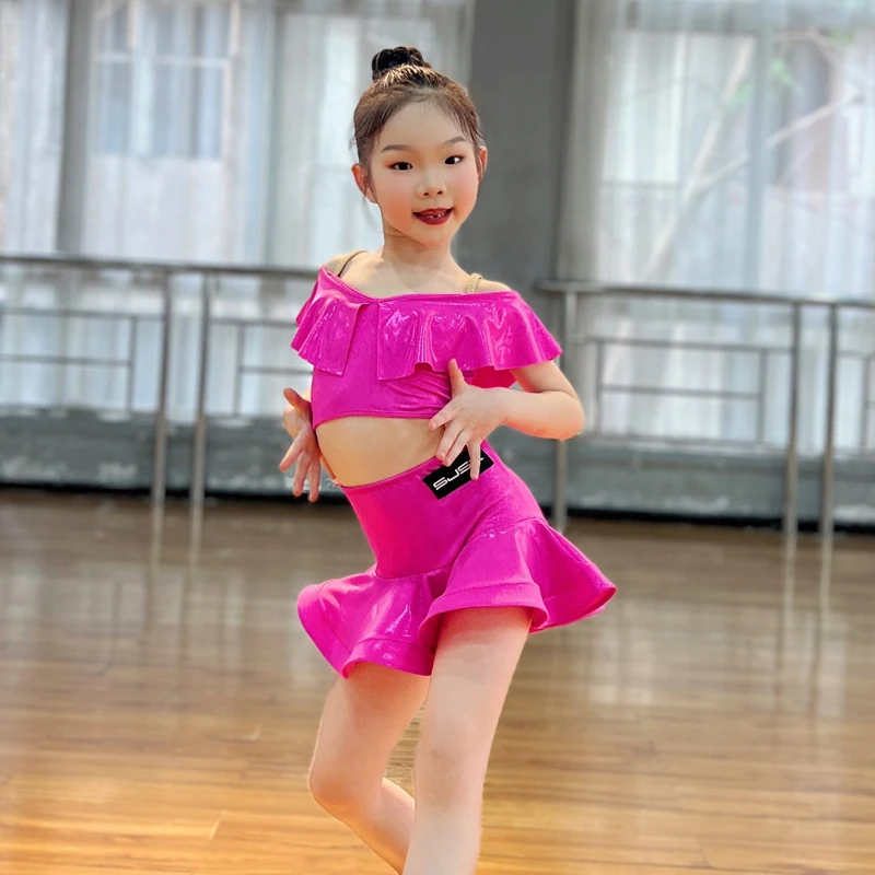 Fashion Child Professional Dancing Clothes For Girls Latin Dance Competition Costumes Kids Chacha Training Dresses SL10746