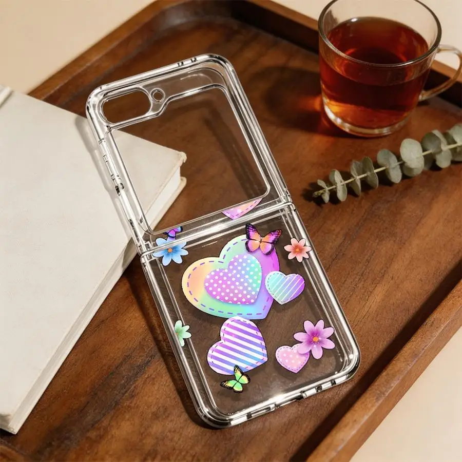 Butterfly Hearts Case for Samsung Galaxy Z Flip 8 Z Flip 7 6 5 4 3 Flip6 Flip4 Flip3 Flip5 Flip7 FE Back Phone Cover Funda