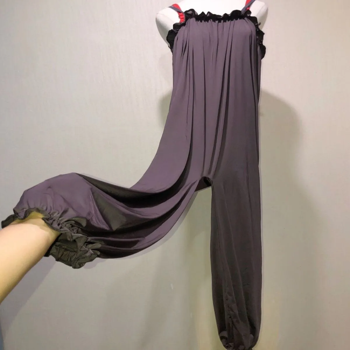 

Summer Glossy Jumpsuit Sexy Women Sleeveless Sleeping Loose Wide Leg Pants Beachwear