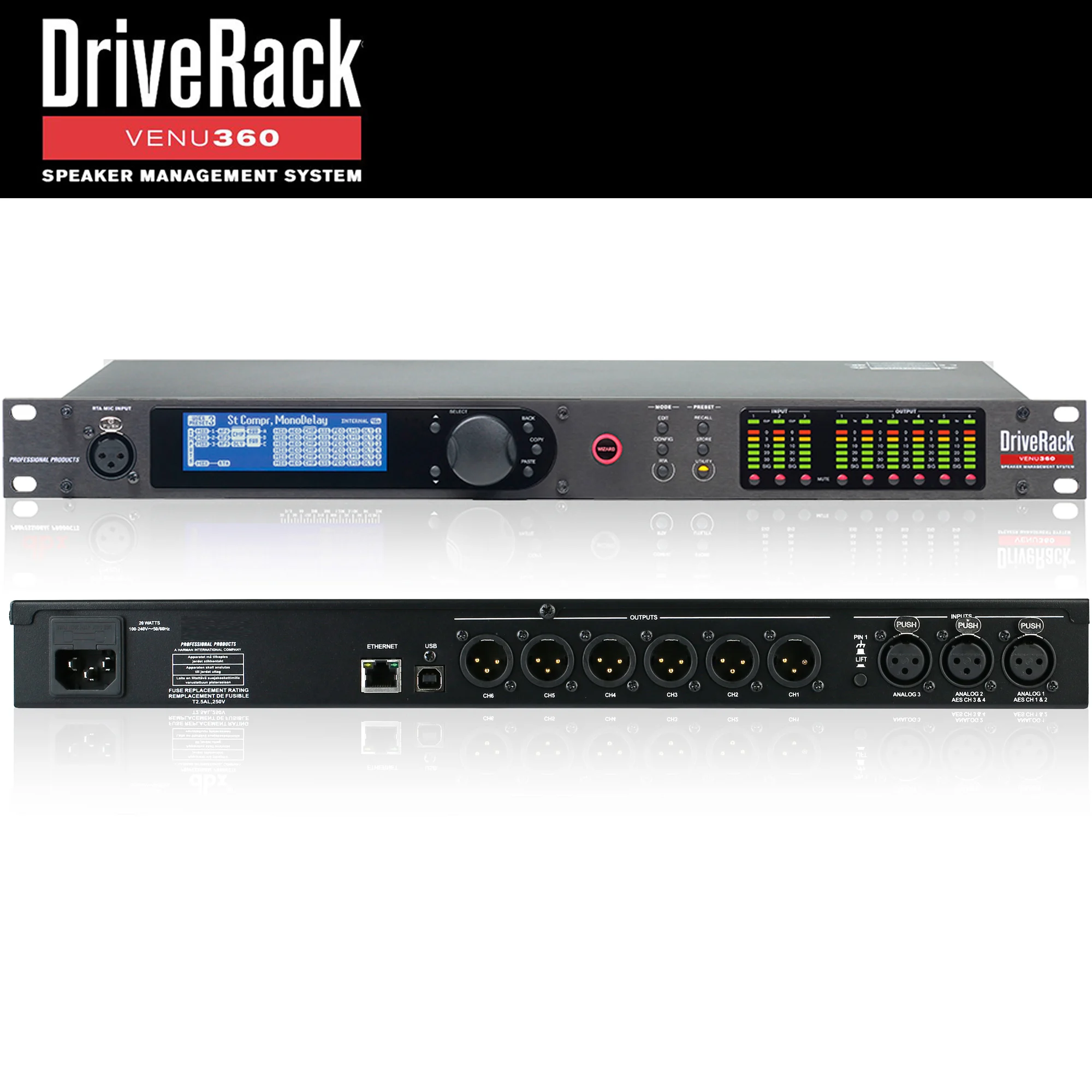 VENU360 3 Eingänge 6 Ausgänge Stage Pro Audio Prozessor Original Software Audio Driver Rack Komplettes Lautsprecher-Managementsystem