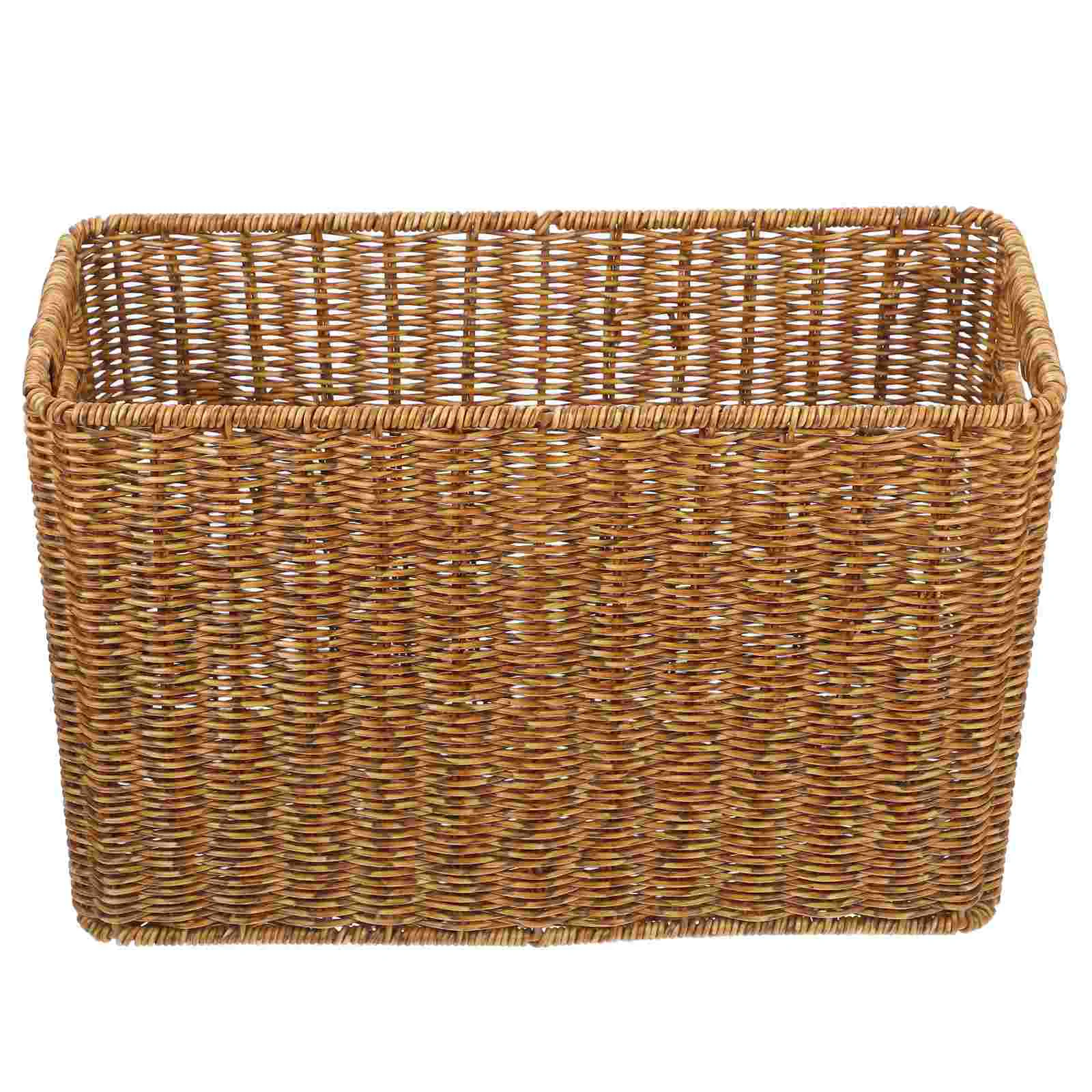 

Storage Baskets for Shelves Magazine Newspaper Handled Toiletries Holder Decorative Food Drawer Woven Light Brown Miss