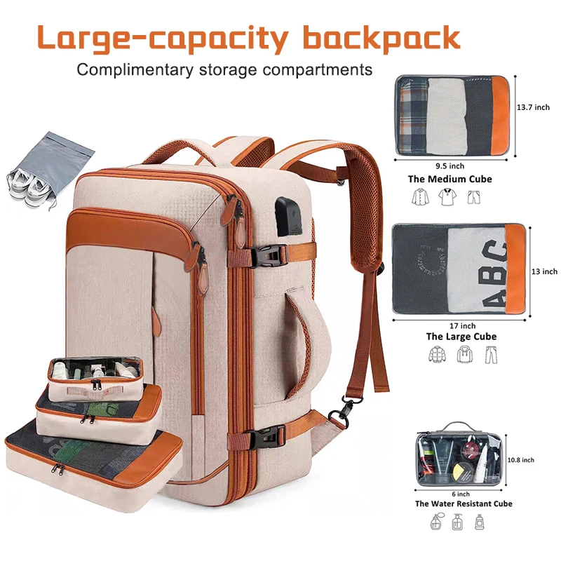 

Large Capacity Travel Expandable Large Suitcase Backpacks With 4 Packing Cubes Water Resistant Luggage Daypack Backpack Mochila