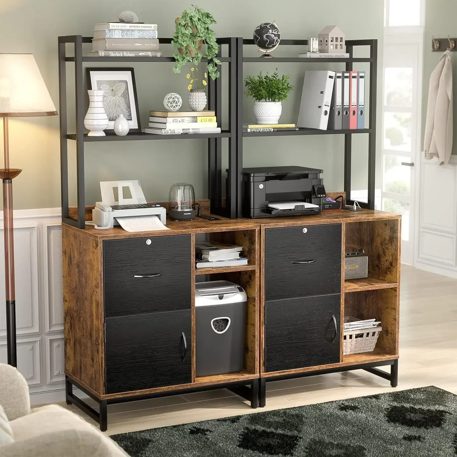 Custom vertical filing cabinets with custom locks and rechargeable printer stands open storage for home offices