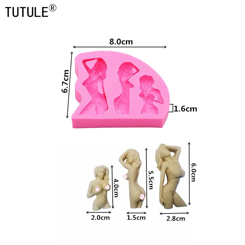 Beauty Female Lollipop ​Body Art Silicone Mold Polymer Clay Epoxy Resin Mold Shaker Keychain Hanging Decoration Icing Cake Mould