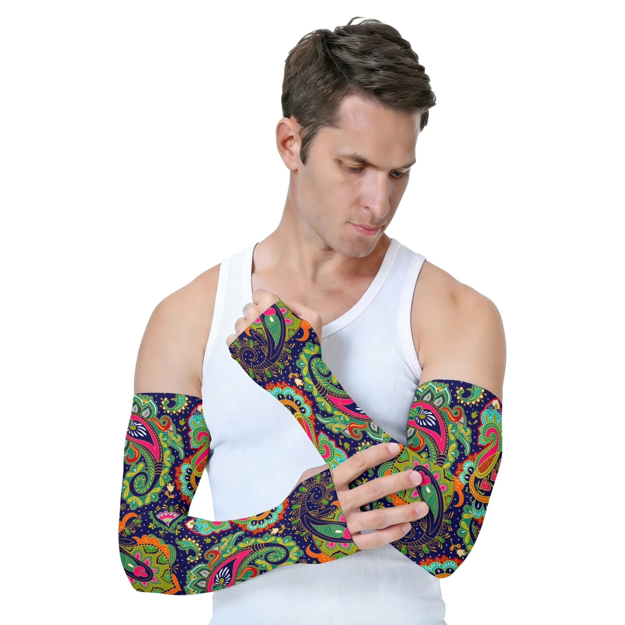 

Paisley Pattern Ice Arm Sleeves Fashion Breathable Non-slip Quick-drying Sleeves Unisex Fashion Outdoor Sports Protection Cover
