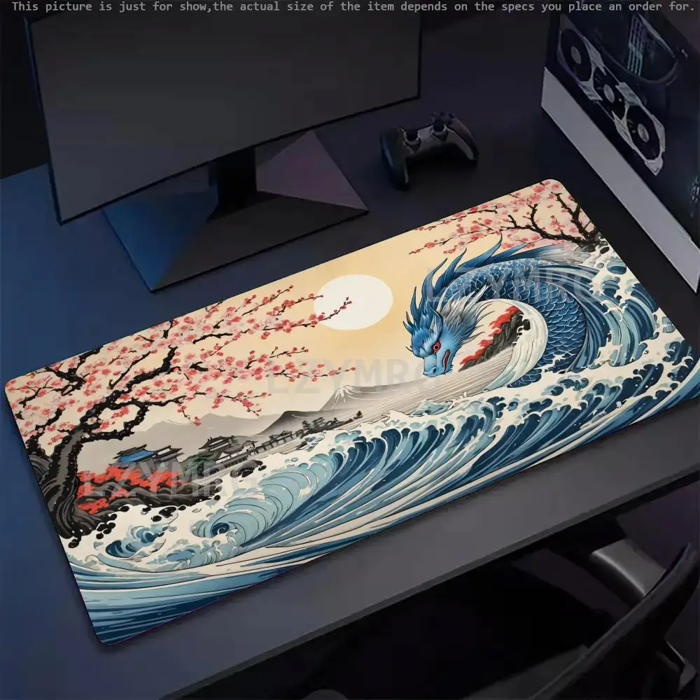 لوحة ماوس تنين وموجة يابانية كبيرة من المطاط المضاد للانزلاق ملحقات مكتب الكمبيوتر لوحة ماوس للمكتب والألعاب لوحة المفاتيح حصيرة ديكور البساط #6