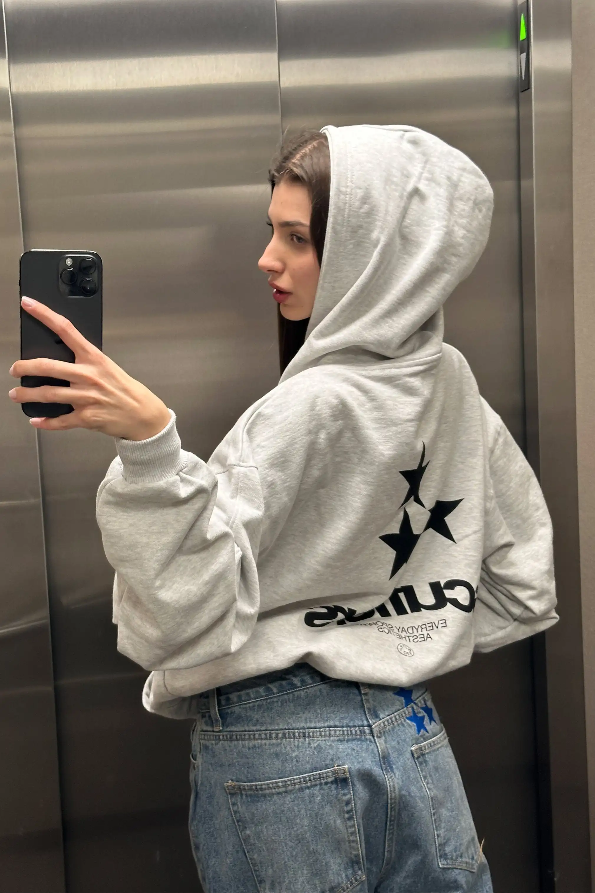 Harajuku popular grunge star print hoodies women oversized hoodie sweatshirts goth y2k tops new goth streetwear gothic clothes