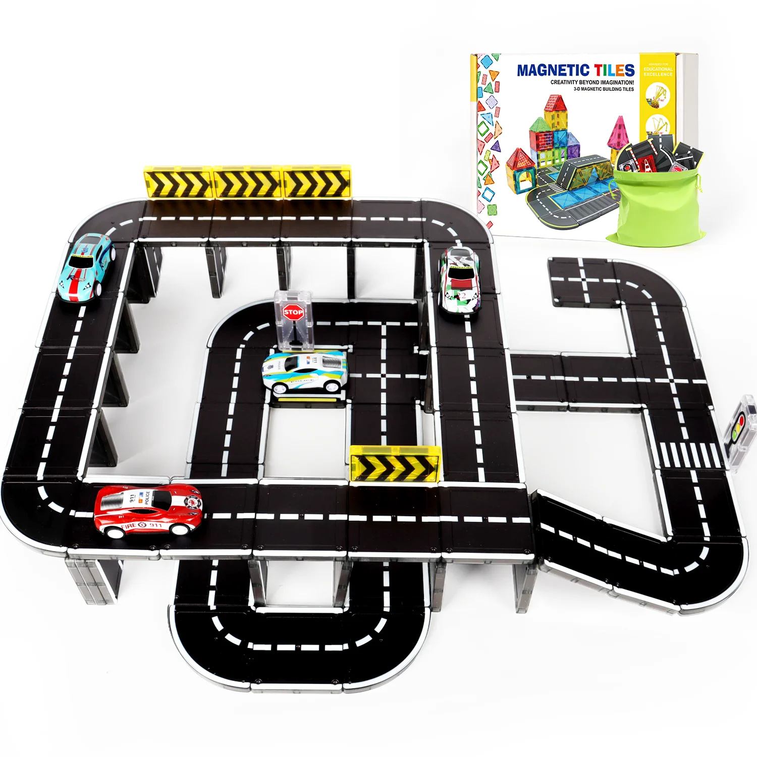 

Magnetic Building Blocks Magnetic Force Plate Toys Small Size, Road Track, Small Car, Children's Birthday Gift Random Color