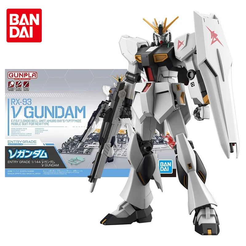 Bandai Genuine Gundam Model Kit Anime Figure EG 1/144 RX-93 V Gundam Collection Gunpla Anime Action Figure Toys for Children