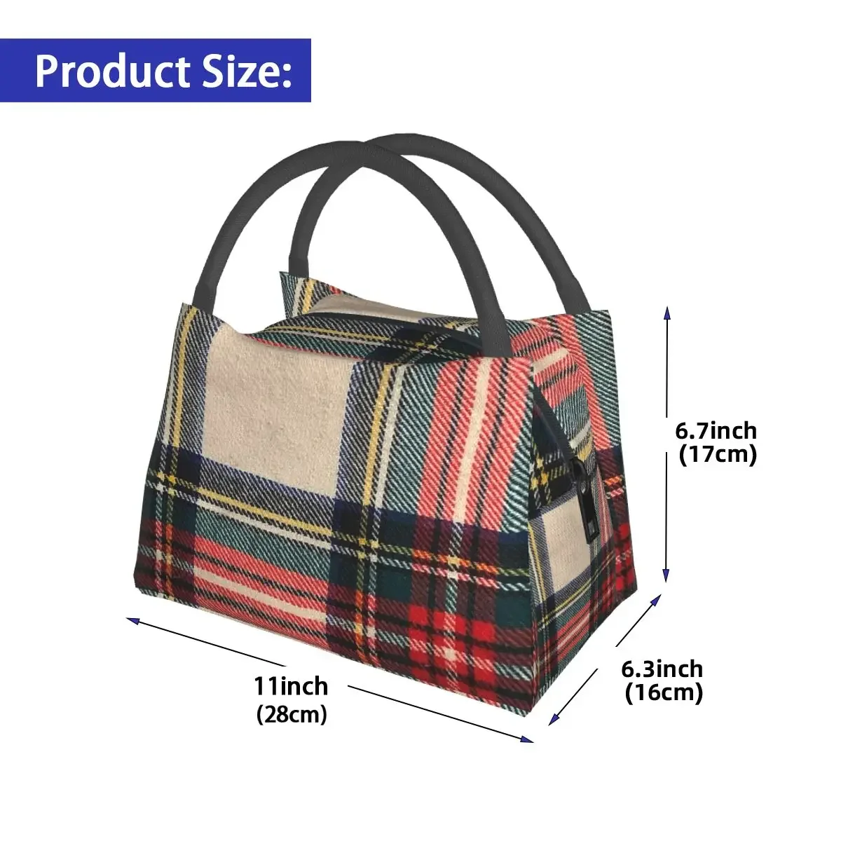 Stewart-bolsas de almuerzo de tartán para mujer y niño, bolso térmico con aislamiento, Bento Box, reutilizable, para Picnic