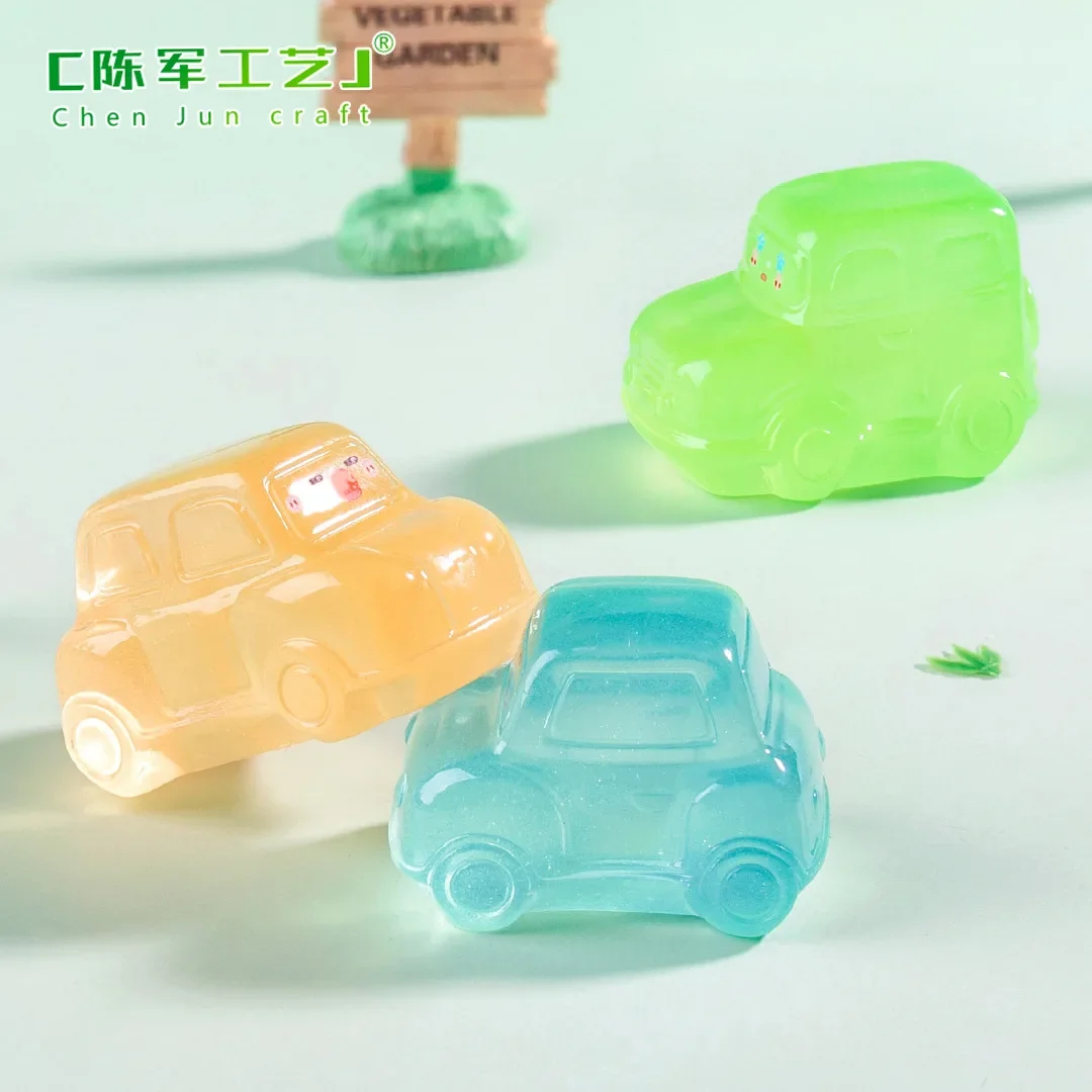 3Pcs Wholesale Creative Cartoon Cute Luminous Car, Decoration Accessories Miniature Mini Desktop Car Load Small Ornament